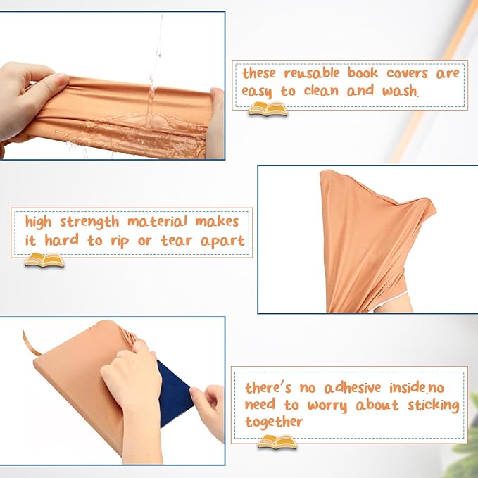 PerKoop 12 Pcs Jumbo Book Covers Stretchable Fabric School Book Protector Reusable Washable Cover Protector for Most Hardcover Textbooks(Morandi Color,6 x 9 Inch)