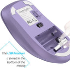 memzuoix 2.4G Wireless Mouse, 1400 DPI Computer Mice with USB Receiver, Portable Wireless USB Mouse Battery Powered Cordless Mice for Laptop, PC, Desktop, 5 Buttons (Lilac)