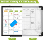 Dry Erase Calendar Whiteboard for Wall, 24" x 18" Magnetic Monthly White Board Calendar with Black Aluminum Frame, Double-Sided Hanging Dry Erase Board for Office, Home, School