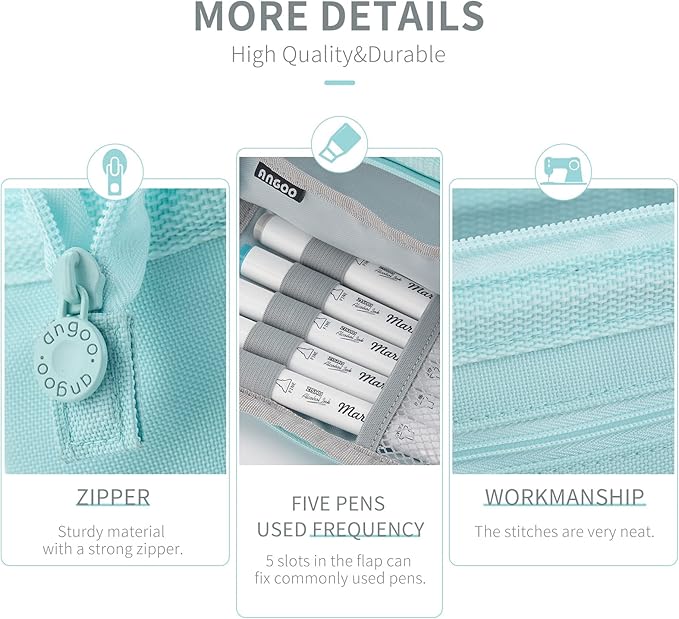 HVOMO Pencil Case Large Capacity Pencil Pouch Handheld Pen Bag Cosmetic Gift for Office School Teen Girl Boy Men Women Adult (Blue)