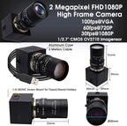 SVPRO 2MP USB Web Camera - 5-50mm 10X Optical Zoom Lens, CS Mount, 1080P HD CMOS, 100fps/60fps, UVC Mini Cam OTG, Drive Free PC Webcam