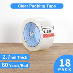JARLINK Clear Packing Tape (18 Rolls), Heavy Duty Packaging Tape for Shipping Packaging Moving Sealing, 2.7mil Thick, 1.88 inches Wide, 60 Yards Per Roll, 1080 Total Yards