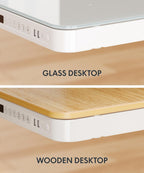 SANODESK Standing Desk with Drawer, Electric Height Adjustable Home Office Desk with Storage & USB Ports, 48 inch Tempered Glass Tabletop/White Frame