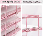 LUCYCAZ Desk Organizer - Stackable Paper Tray, 4 Tier Pink Letter Tray, 5 Trays Metal Paper Organizer for Desk, File Organizer for School Home and Office