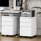 MIIIKO 3 Drawer File Cabinet, Rolling File Cabinet Under Desk, Metal Filing Cabinets for Home Office, Deep Drawers for Hanging Legal Letter Folders, Full Assembled Except Casters