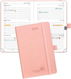 POPRUN Pocket Calendar 2026 (Small Size- 4'' x 6.25") Weekly and Monthly for Purse - Planner 2026 (Jan. 2026 - Dec. 2026) with Vegan Leather Soft Cover, Plastic Ruler, Pen Holder and More - Pink