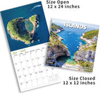 2025 Wall Calendar,Islands Monthly Wall Calendar, 12" x 24" Open,Family Planner Calendar,Home & Office Organizer,Hangable