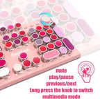 Basaltech Pink Keyboard Typewriter Style with White LED Backlight,Vintage Mechanical Gaming Keyboards with Lipstick Round Keycaps, Blue Switches 104-Keys Wired Keyboard Metal Panel for Laptop/pc