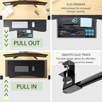 Desktop Keyboard Tray, Under Desk Pull Out,25.59" X 11.81" Large Size Radian Keyboard Tray with C-Clip Mount, Easy Installation, Computer Keyboard Stand, for Home Study and Office(Black)