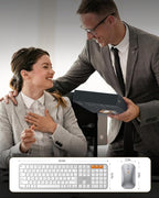 ProtoArc Backlit Bluetooth Keyboard and Mouse for Mac, KM100-A Multi-Device Wireless Keyboard Mouse for Mac, Full Size Rechargeable for MacBook Pro/Air, iPhone, iPad, White Silver