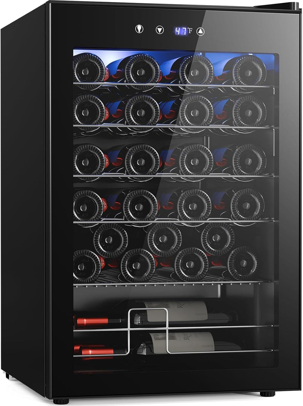 Antarctic Star Wine Cooler Refrigerator, Freestanding Wine Fridge with Adjust Temperature（32°F- 61°F）, 4.5 Cu.Ft Mini Fridge for home/bar/office, Black