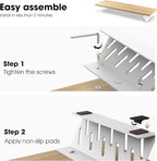 Fenge Monitor Stand Riser, Desk Top Shelf for 2 Monitors, Computer Stands for Desk, Wood & Steel Desktop Riser for Laptop, PC, Printer