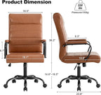 Office Desk Chair,Modern Leather Conference Room Chairs,High Back Home ofiice Chair,Adjustable Height Swivel Executive Computer Chair with Padded Seat and Armrest (Brown with Black Frame)
