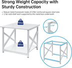 23.6 x 23.6 Inches Large Printer Stand, 2 Tier Square Printer Table with Storage Shelf for Home Office, Multi-use Rolling Cart with Wheels for Laser, 3D Printer and Mini Fridge - White
