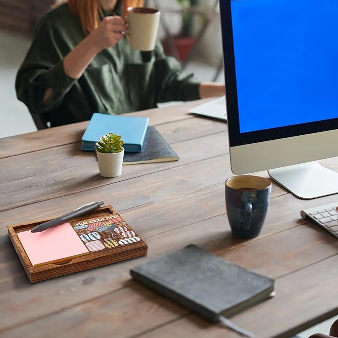 vizuzi The Human Nervous System Brain Sticky Note Holder, Fight or Flight Response CBT DBT EMDR Psychologist School Counselor Therapy Office Decor Self-Stick Note Pad Holders ZSS48