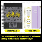 Hero Theme Academic Planner Notebook, Weekly Monthly Daily Agenda, Custom Date Organizer for Time Management, Spiral Bound Planner with Colorful Tabs,Datebooks for Student, Workers (Black and Grey)