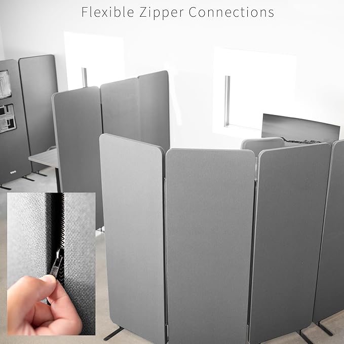 VIVO Freestanding 72 x 66 inch Privacy Panel, Cubicle Divider, Acoustic Wall Partition, x3 24 inch Panels, Gray, PP-3-T072G