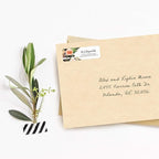 Black and White Stripe Floral Rolled Address Labels/Roll of 250 Personalized Return Address Labels/Designer Return Address Stickers in Elegant Plastic Dispenser