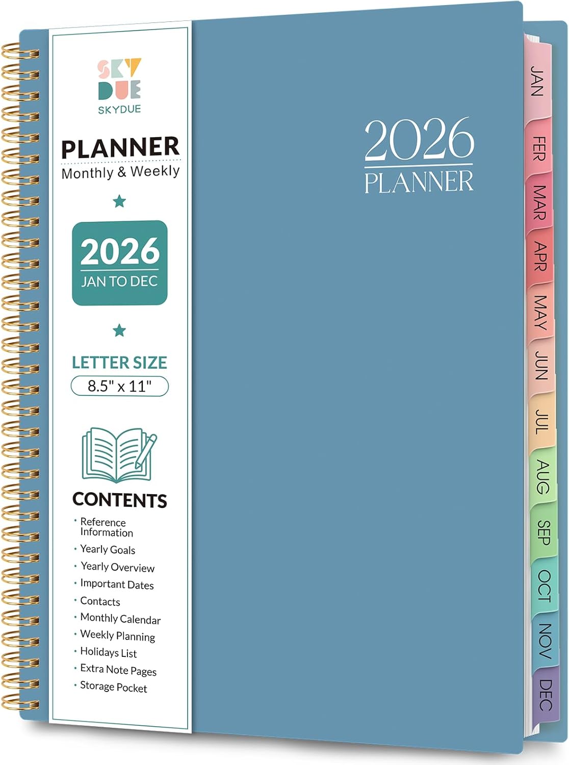 Planner 2026, 8.5" x 11" Monthly & Weekly Planner with Tabs, JAN - DEC 2026, Goal Setting & Time Management Organizer for Professionals & Students
