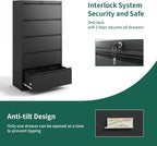 Lateral File Cabinet 5 Drawer, Metal File Cabinets for Home Office Legal/Letter A4 Size, Filing Cabinet with 5 Lock, Require Assembly, Black