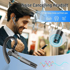 Bluetooth Headset, Wireless Headset with ENC Mic, 60H Talking Time Single-Ear Bluetooth Earpiece V5.3 with Large Charging Case, IP7 Waterproof Hand-Free Headphones for IOS Android Cellphones Black