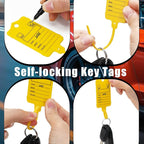 200 Car Key Tags with Labels Plastic Car Dealership Key Tags Self Locking Automotive Identifiers Blank Shop Labels with One Pen (Yellow)