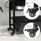 Natwind Wide Format Printer Stand, Plotter Workbench Table with Pull-Out Drafting Storage, Roll Paper Holder, Accessory Drawer, Adjustable Storage Shelf for Plotters and Cutting Machines (Black)