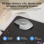 Rapoo MT760 Multi-Device Wireless Mouse, Bluetooth 5.0 and 2.4G Multi-Mode Connection, Up to 4 Devices, 11 Programmable Buttons, 4K DPI, 90 Days Battery Life, PC, Light Grey