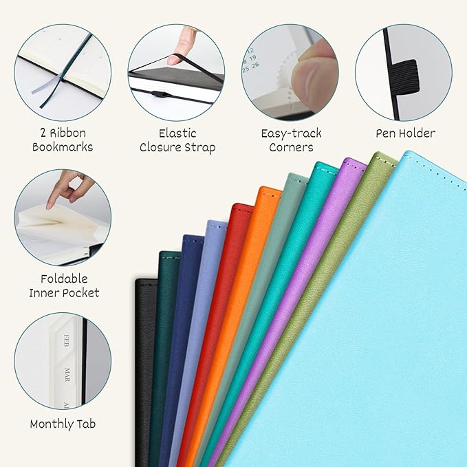 BEZEND Planner 2025-2026 Weekly and Monthly, 8.5" x 11" Academic Calendar (Jul 25-Dec 26) Vertical Daily Appointment with Hourly Timeslot & Monthly Tab, PU Leather Hardcover - Kiwi