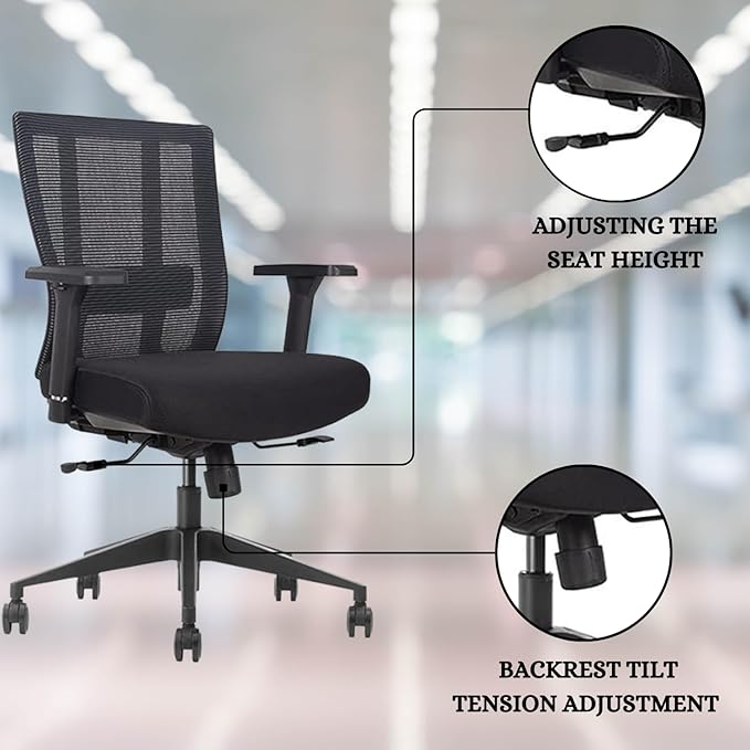 Bitchair Ergonomic Mesh Conference Room Chair - Adjustable Lumbar Support Computer Desk Chair with Height Adjustable Arms - Seat Depth Adjustable Office Chair - (Black) (Pack of 4)