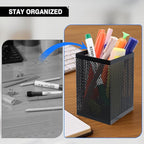 Comix Mesh Pen Holder Desk, Wire Pencil Holder with Foam Pad and Non-Slip Bottom Office Supplies Desk Organizer for Home Office School, 10 Packs