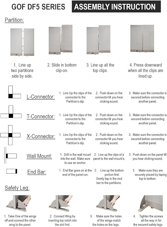 GOF Single Office Partition, Large Fabric Room Divider Panel, Custom Built Workstation (36" w x 60" h) 3ft x 5ft