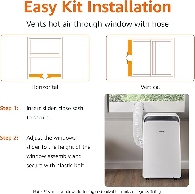 Amazon Basics 3-In-1 Portable Air Conditioner, 10000 BTU (ASHRAE), Cools Up to 450 Sqf, Portable AC with Cool/Dry (Dehumidifier)/Fan-Only Functions, Auto Mode, Sleep Mode, Timer, White