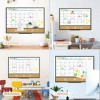 JILoffice Magnetic Calendar Whiteboard & Bulletin Corkboard Combination, Combo Board 36 x 24 Inch, Black Aluminum Frame Wall Mounted Board for Office Home and School with 10 Push Pins