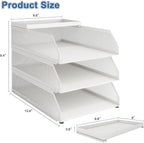 Natwind 3-Tier Stackable Paper Tray, Metal Mesh Desktop Organizer, Paper Sorter, Letter Trays,File Document Storage Rack for for Home, Office, School (White)
