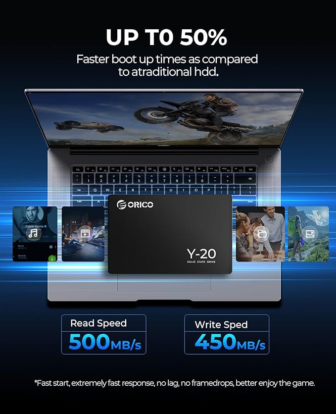 ORICO 128GB SATA SSD 2.5 Inch Internal Solid State Drive, Read Speed up to 500MB/s, SATA III 6Gbps for Desktop Laptop NAS DIY External Drive - Y20