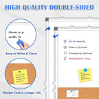Whiteboard Cork Board Combo for Wall, WALGLASS 36" x 24" Double-Sided Large Dry Erase Whiteboard Corkboard Combination, Hanging Wall Mount Bulletin Board with Aluminum Frame for Office, Home, School