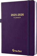 Daily Planner 2025-2026, One Page Per Day, Academic Planner (July 2025 - June 2026), Appointment Book with Time Slots and Monthly Tabs, 5.7" x 8.25", Pocket, Leather Cove (Purple)