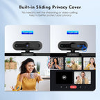 TOALLIN 4K Webcam for PC, 1/2.5" Sensor & 12MP, 1080P & 60FPS, PDAF Auto-Focus, Built-in Microphone and Sliding Privacy Cover, USB Web Camera for Gaming, Conferencing, Streaming and Video Calls