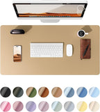 YSAGi Leather Desk Protector, Office Mat, Large Mouse Mat, Non-Slip PU Leather Blotter, Laptop Desk, Waterproof Writing Pad for Office and Home (Latte, 35.4" x 17")