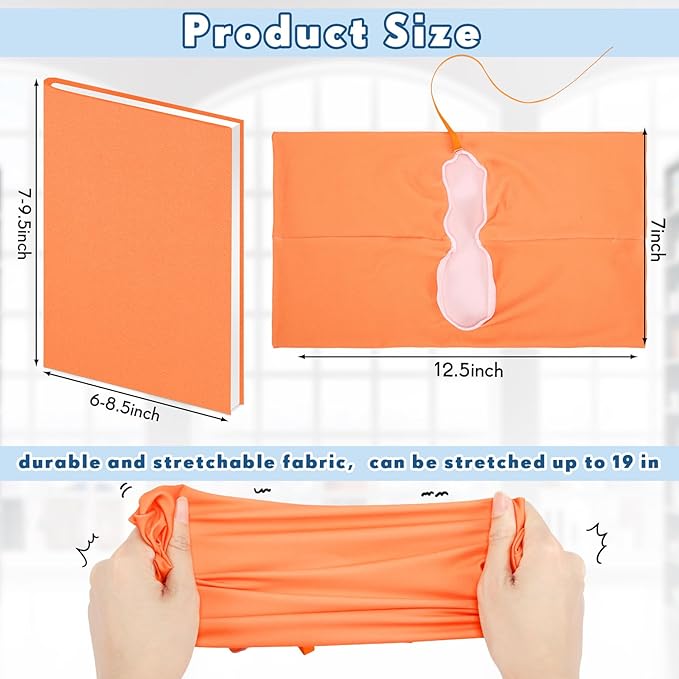 PerKoop 12 Pcs Jumbo Book Covers Stretchable Fabric School Book Protector Reusable Washable Cover Protector for Most Hardcover Textbooks(Vivid Colors,6 x 9 Inch)