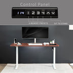 VIVO Electric 60 x 30 in Standing Desk, Memory Height Adjustment, 1B Series, Dark Walnut Top White Frame, DESK-KIT-1W6D-30