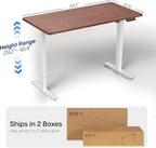 VIVO Electric 55 x 28 in Standing Desk, Memory Height Adjustment, 1B Series, One-Piece Dark Walnut Top, White Frame, DESK-KIT-1W55D