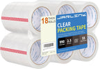 JARLINK Clear Packing Tape (18 Rolls), Heavy Duty Packaging Tape for Shipping Packaging Moving Sealing, 1.88 inches Wide, 55 Yards Per Roll, 990 Total Yards
