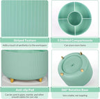 SKYDUE 360 Degree Rotating Desk Organizer, Dual-Purpose Pencil Pen Holder for Desktop, Rotating Desk Pen Organizer with 5 Slots, Pencil Cup for School, Home, Office Supplies (Bean Green)