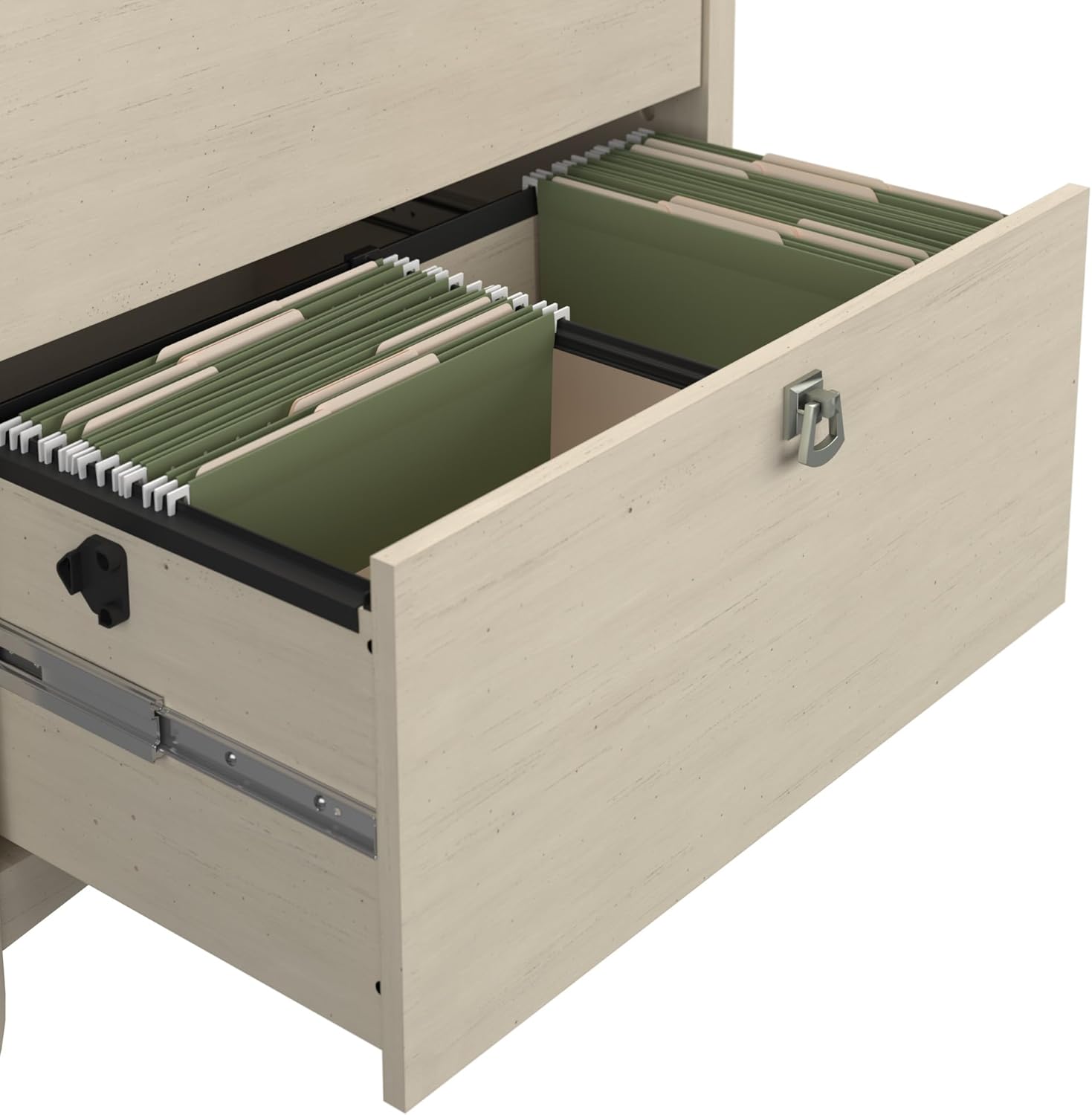 Bush Furniture Salinas 2 Drawer Lateral File Cabinet in Antique White, Home Office Storage Solution, Organizer with Drawers for Workspace, Filing Unit