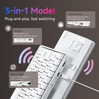 TMKB Wireless Mechanical Gaming Keyboard and Gaming Mouse, M1&T63, 24000DPI, RGB Backlit, 180Hrs Battery, 2.4G/BT5.2/USB-C Wired, Compact 63 Keys Anti-Ghosting-White