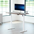 VIVO Electric 55 x 28 in Standing Desk, Memory Height Adjustment, 1B Series, One-Piece Rustic Vintage Brown Top, White Frame, DESK-KIT-1W55N