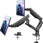 Dual Monitor Desk Mount, 13-32 inch Adjustable Gas Spring Monitor Arm, Computer Display Stand Holder with Clamp and Grommet Base, Fits 4.4 to 22lbs Screens, VESA Mount Bracket, Black, Freelift Pro