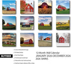 2026 Wall Calendar Barns | 12 Monthly Hangable Barns Calendars | 12" x 24" (Open) | Thick & Sturdy Paper for Organizing & Planning | Home and Office
